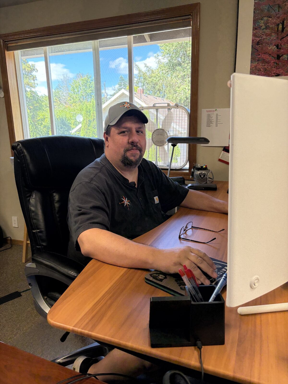 Steve Moorhead working at his desk